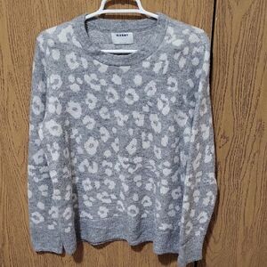 OLD NAVY Grey & White Pattern Stretchy Long Sleeve Winter Sweater Size Large